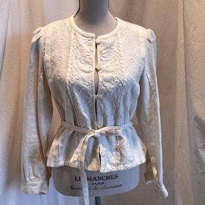 J Crew linen embroidered jacket